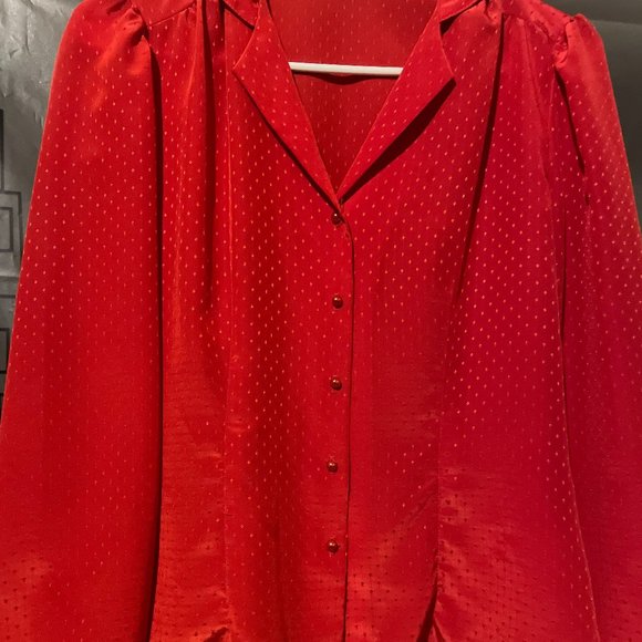 jonathan martin Tops - Beautiful Red 80s Jonathan Martin Button Down Secretary Blouse